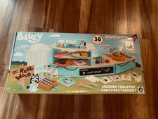 Bluey Wooden Tabletop Fancy Restaurant Playset 32 Piece Accessories New Toy Gift