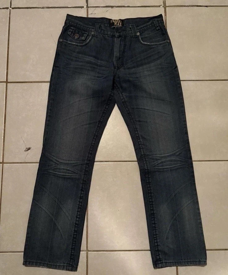 Jeans de mezclilla azul desteñido Affliction Like Country Franky Max para hombre talla 33/30 Foto 2 de 4