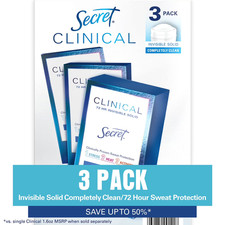 Secret Clinical Invisible Solid Antiperspirant and Deodorant, Completely Clean