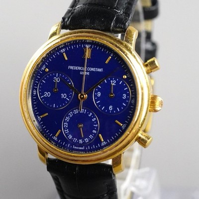 FREDERIQUE CONSTANT CHRONOGRAPH DEPOZE Men's Watch 35mm Gold Vintage New Battery