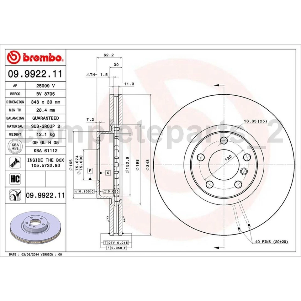 Juego de pastillas de freno de disco rotor de freno de disco para BMW X6 Brembo 2008-2010 3 piezas Foto 2 de 4
