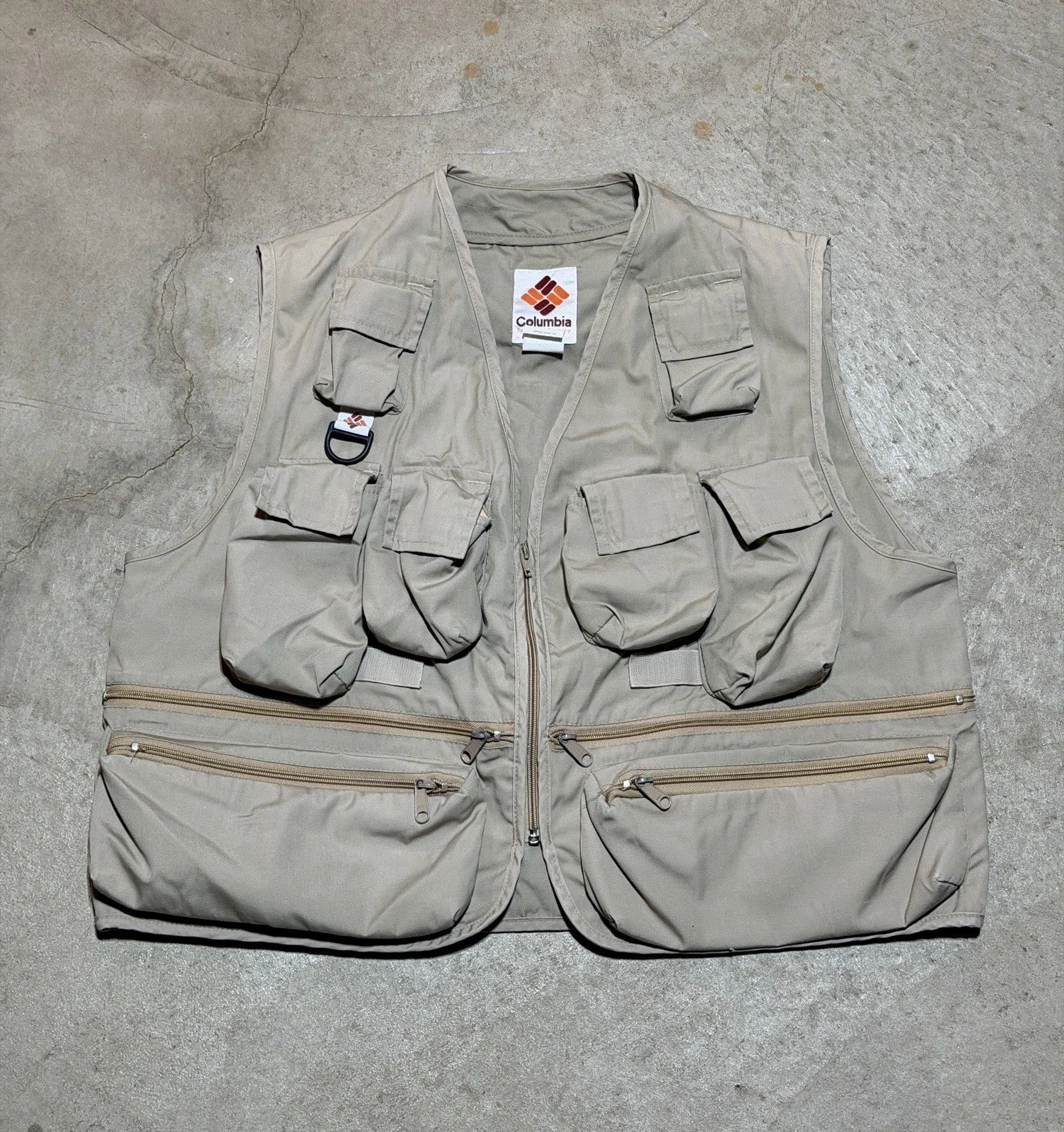 Vintage 70s 80s Columbia Fishing Vest Photography Size XL Beige Classic Rare