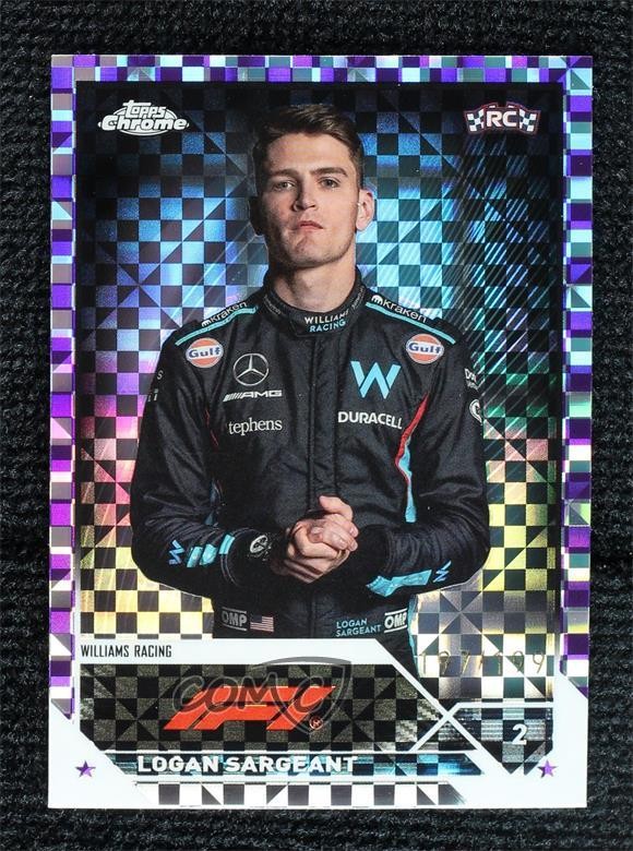 2023 Chrome Formula 1 Purple Checker Flag X-Fractor /199 Logan Sargeant #64 4qi
