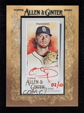 2020 Topps Allen & Ginter's Mini Baseball Red Ink 2/10 Chris Paddack Auto 0g4