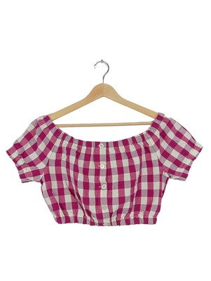 ERIKA CAVALLINI Cropped Shirt Damen Shirt Gr. DE 40 pink-weiß Casual-Look