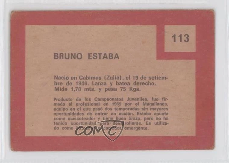 1967 Topps Venezuelan Bruno Estaba #113 - Image 2 of 2