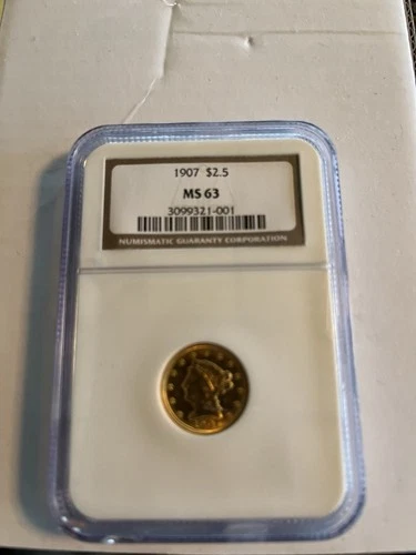 1907 $2.50 Quarter Eagle NGC MS 63 Gold Coin Philadelphia 3090321-001