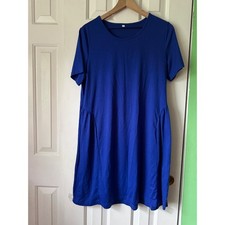 Unbranded Babydoll T-Shirt Dress Womens Large Royal Blue  Short Sleeve