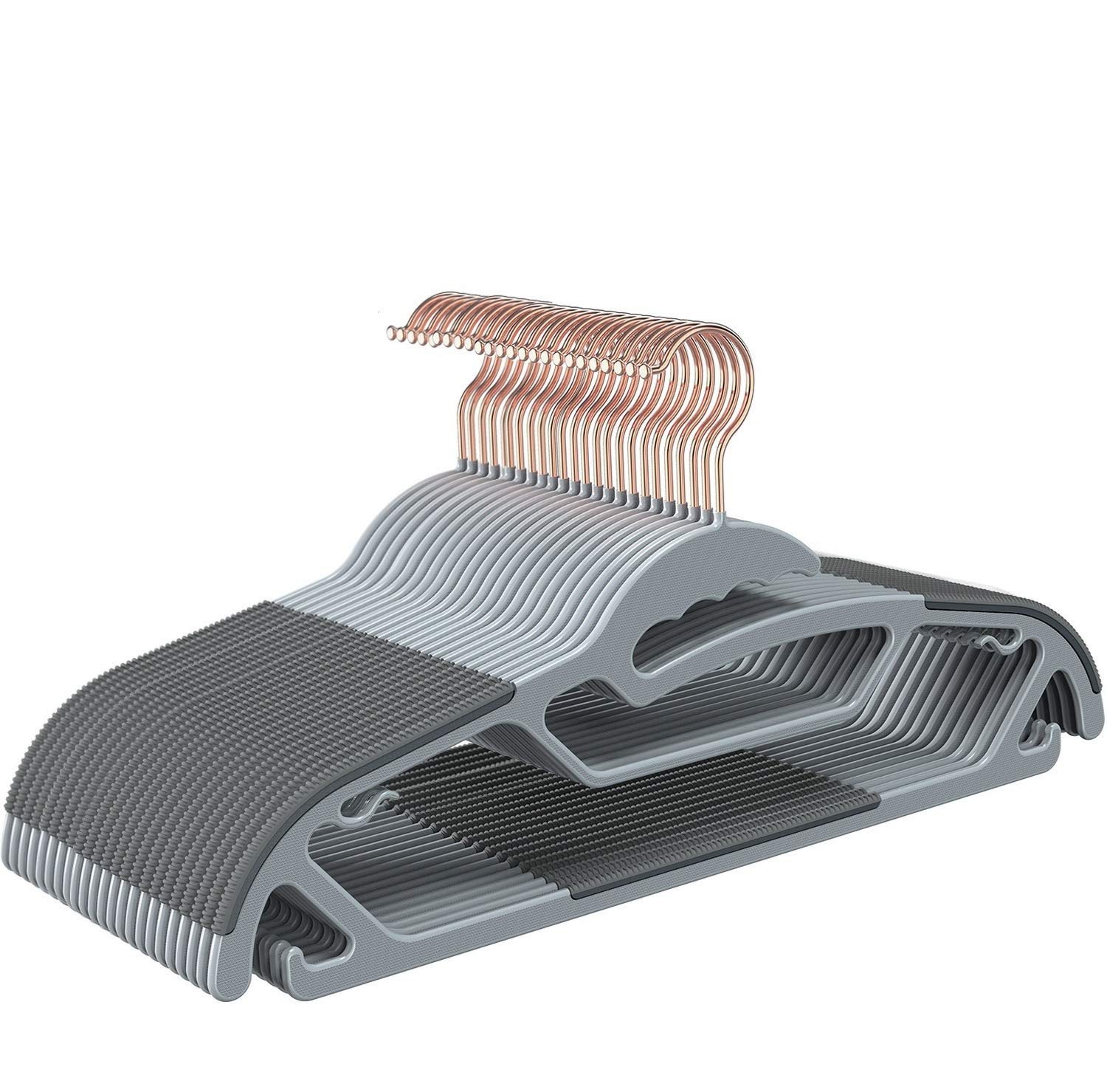 50-Pack Slim Plastic Hangers - Non-Slip Space-Saving Clothes Hangers for Coats & More-image