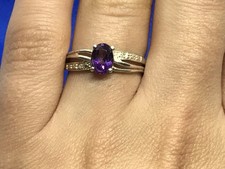925 Sterling Silver Amethyst Ring Size 7