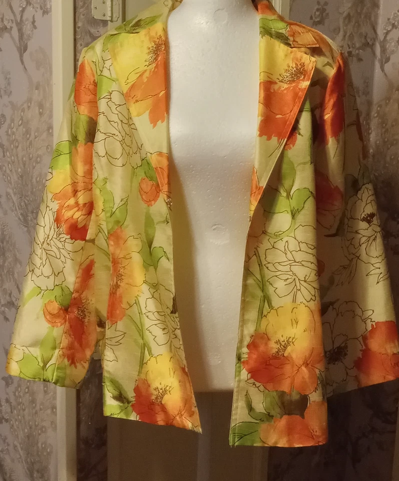 Blazer Susan Graver Naranja/Crema Floral M Foto 3 de 4