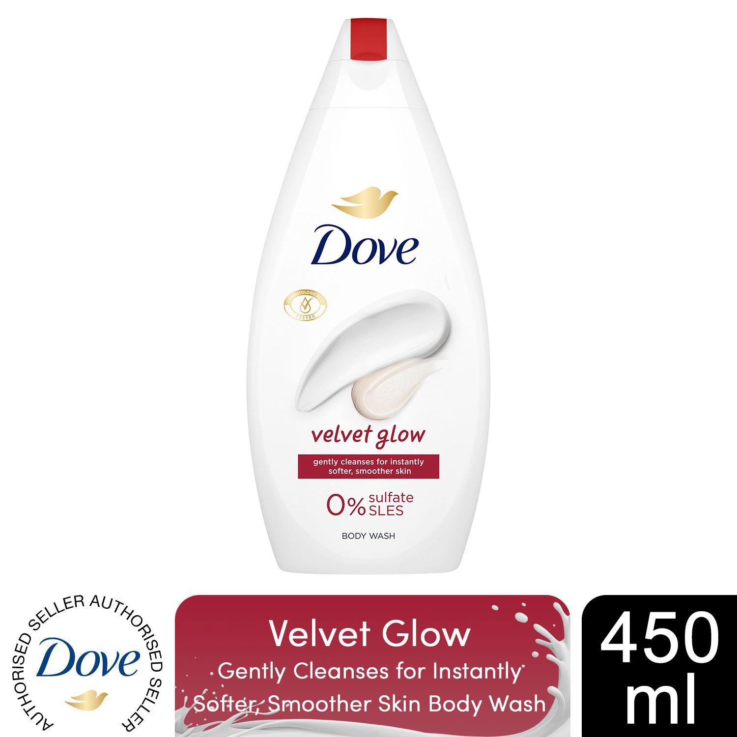 Dove Velvet Glow Body Wash 0% Sulfate SLES for Softer & Smoother Skin, 450ml
