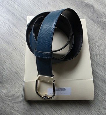 Montblanc Herren Gürtel, Saffianoleder, Blau Grün/ Schwarz, 120, Neuwertig & OVP