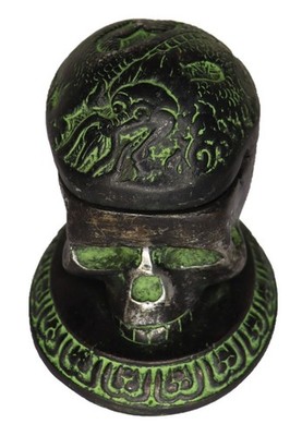 Human Skull Shape Ashtray  Paperweight Statue Handmade Metal Table Decor Figure