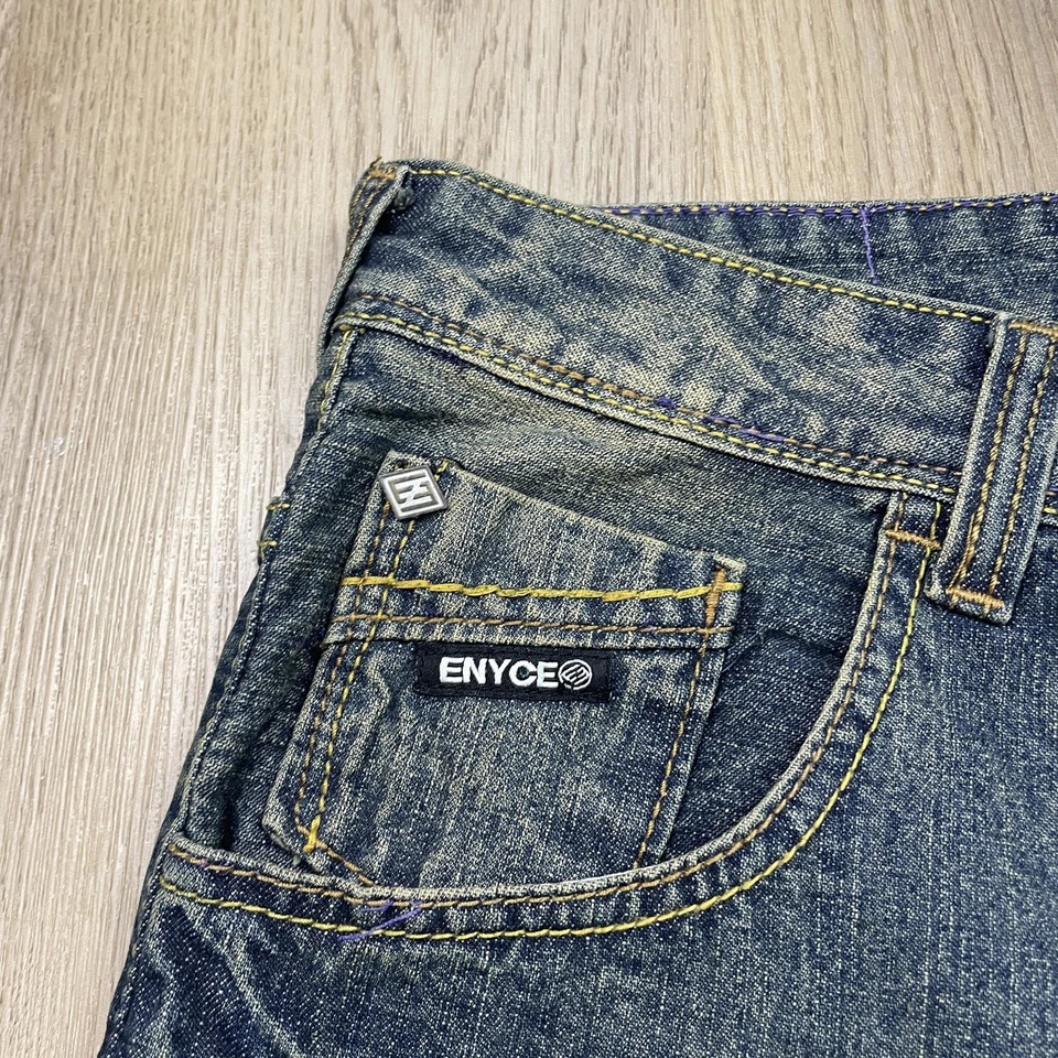 Enyce Jean Shorts Mens 34 Blue Denim Baggy Hip Hop Streetwear Sean Combs Y2K - Image 2 of 4