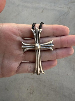 Chrome Hearts Large Cross Pendant w/ Braided Leather Chain | eBay