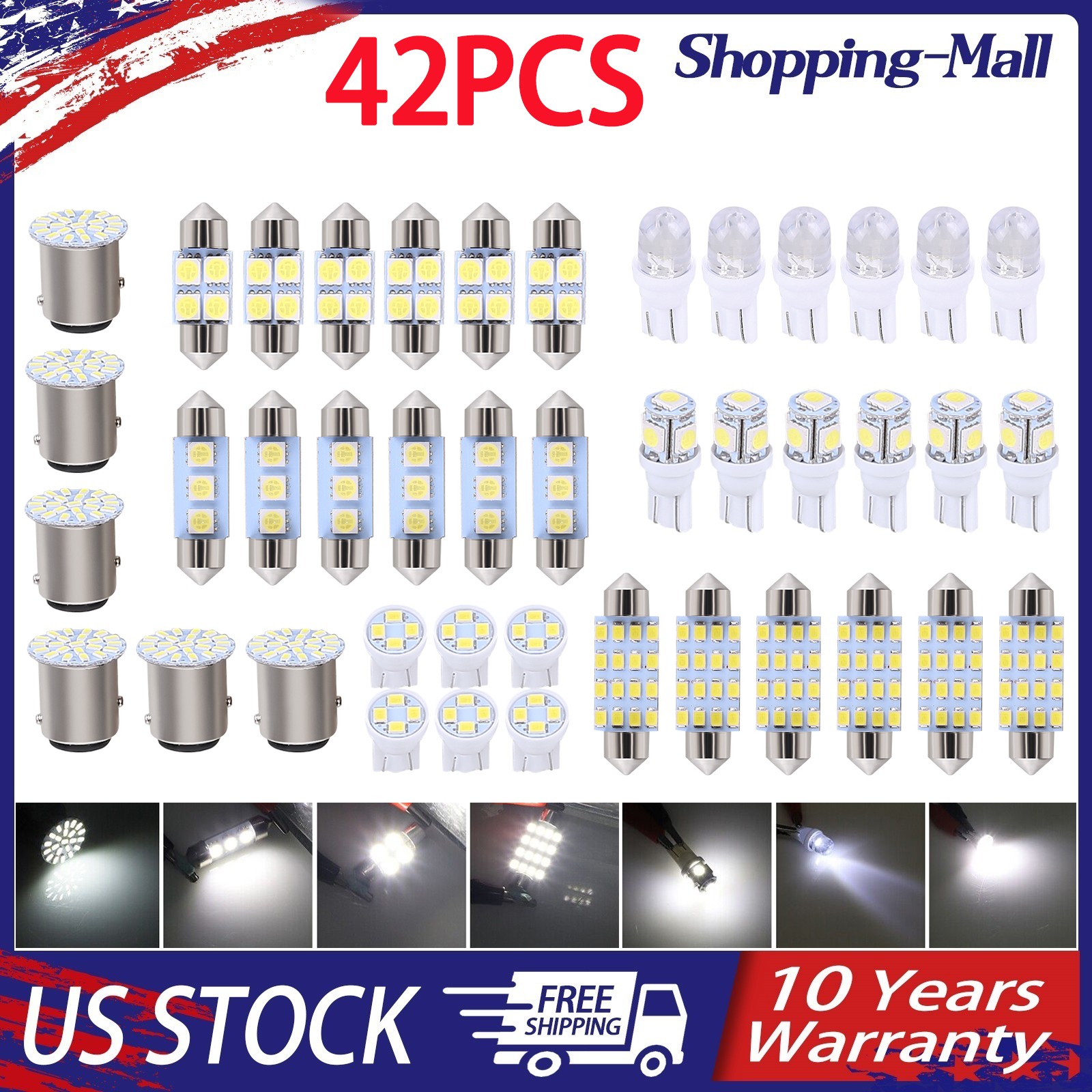 Kit Car Trunk Dome Map License Plate Lamp 6000k Us