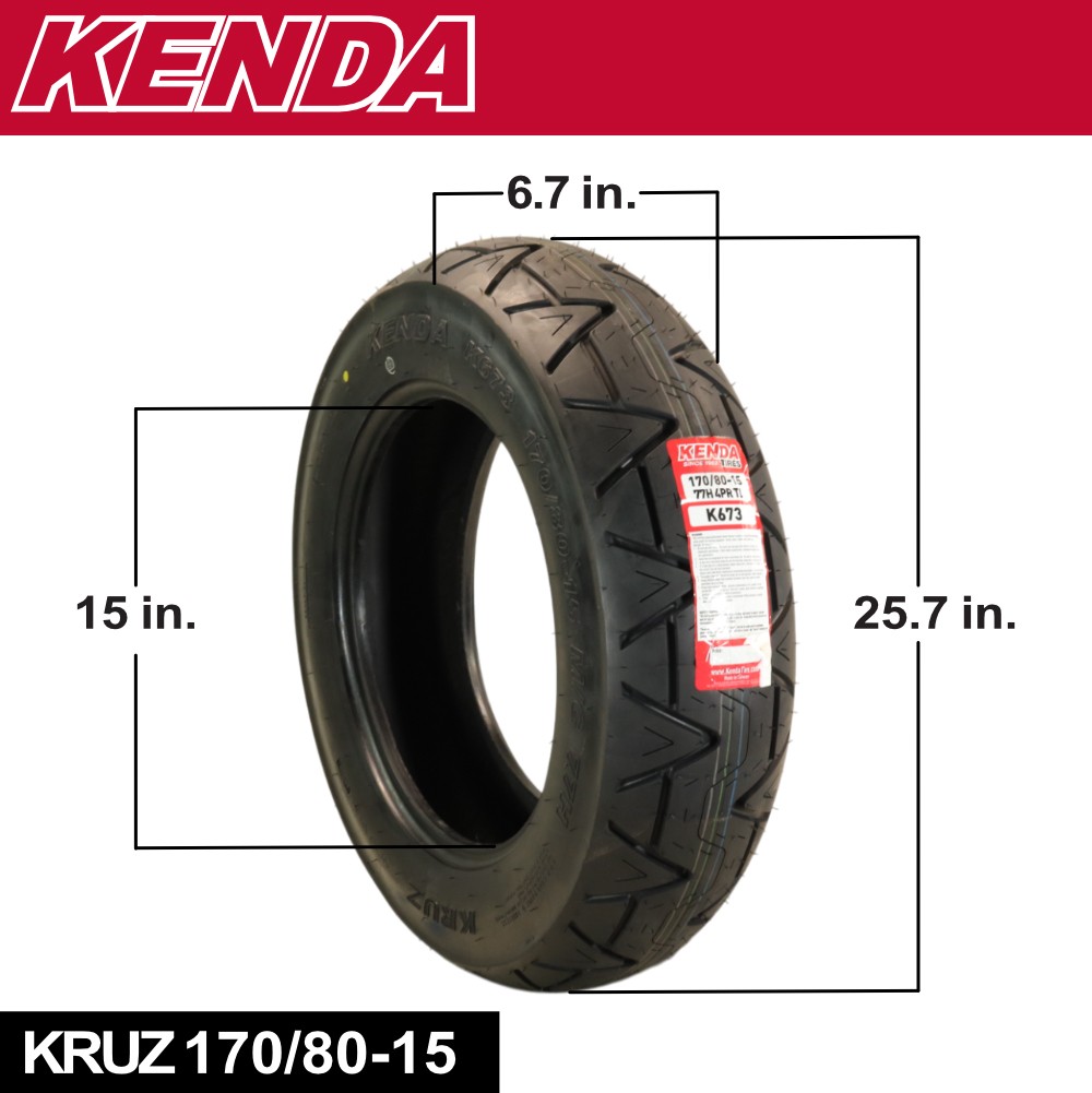 Kenda Kruz K673 170/80-15 77H Rear Motorcycle Tire - with Kenda