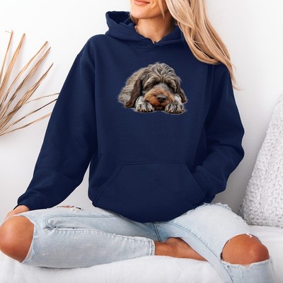 Sleeping Wirehaired Dog Dogs Animals Womens Hoodie Pullover Sweatshirt Gift