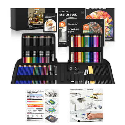 Shuttle Art Zeichenset 116 Stück Buntstifte Aquarellstifte Graph