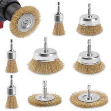 Wire Wheel Cup Brush for Drill, 9 Pack Carbon Steel Bristles Wire Brush Set C...