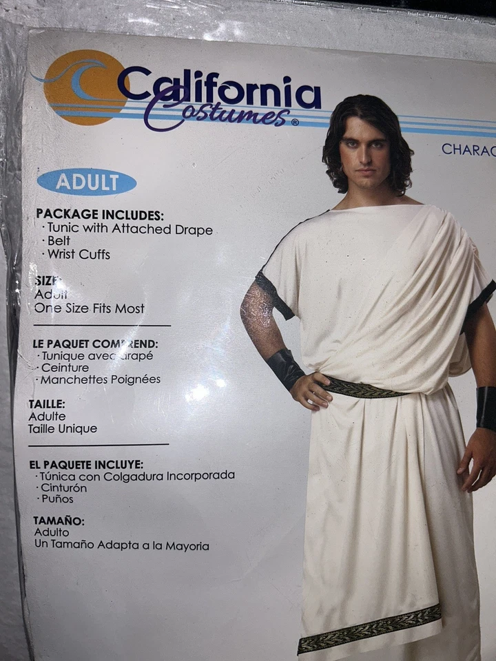 Disfraz Para Hombre Clásico Toga Romano Griego Dios Crema Adulto Halloween Talla Única Foto 2 de 4
