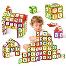 Magnetic Tiles Letters Learning Toys, Animals Alphabet ABC Magnets for Kids 1...