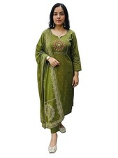 Women's Rayon Viscose Straight Embroidered Kurta with Pant  Dupatta