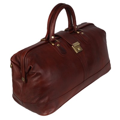 TOP GRAIN REAL ITALIAN LEATHER DUFFEL ATTACHE TRAVEL BAG FOR BUSINESS HOLIDAY