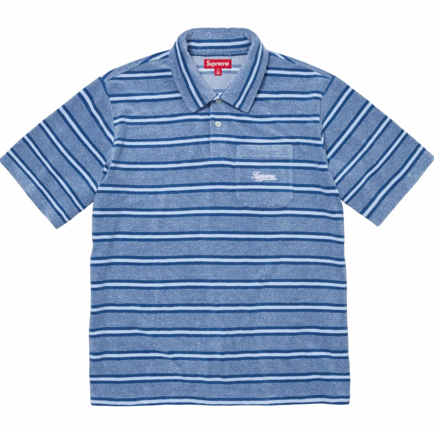 Polo à rayures Supreme SS24 Terry S/S bleu royal taille L large