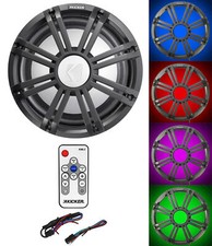 KICKER 45KMF104 10" Free Air Marine Subwoofer Sub Charcoal Grille w/LED's Remote