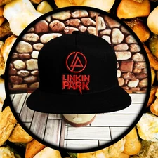 LINKIN PARK PATCHED FLAT BRIM TRUCKER HAT SNAPBACK BLACK