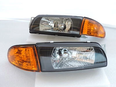 1992~1993~94~1995 Lancer Evo Evolution 1 2 3 Black Headlight Amber Corner - Bild 1 von 4