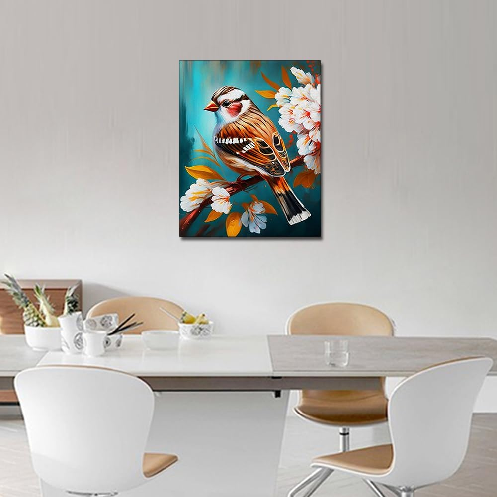 Paint by Numbers for Adults Beginner Zebra Finches and Flower Paint by