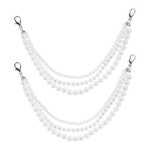 1 Pair Women Shoe Chains Sneakers Charms Pearl Shoe Decorations Chain Jewelries