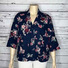 Maurices NWT Sz 1 Floral Print Notch Collar Lightwight Linen Blend Jacket Blazer