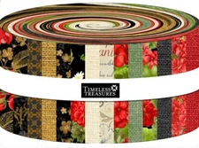 Timeless Treasures Scarlet Beauty Jelly Roll 40 2½" Pre-Cut Strips Cotton Fabric
