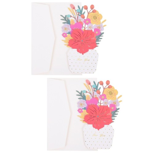 2 Pieces Three-dimensional Flowers Greeting Card Happy Mother's Day Cards Bride - Picture 8 of 12