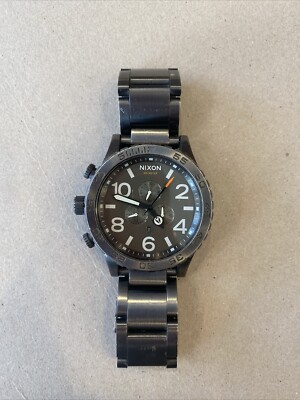 #1493) NIXON Men’s Watch THE 51-30 CHRONO Gunmetal 300M Resist Japanese  Quartz