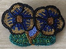 Hand Beaded Flower Hair Clip Made in Mexico AS IS 