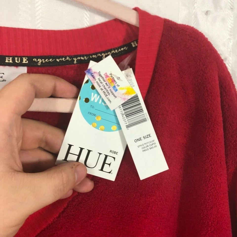 Новый с Ярлыками оттенок красный женщин один размер 3/4 рукав твердого печати флис v-образным вырезом Sleepshirt - Изображение 4 из 4