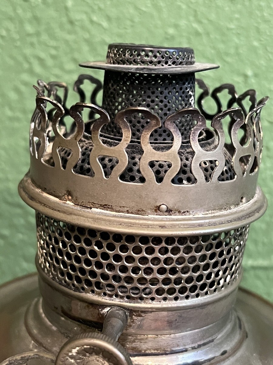 ANTIQUE RAYO OIL LAMP SILVER Clear Glass Chimney- PATENT NOV. 20
