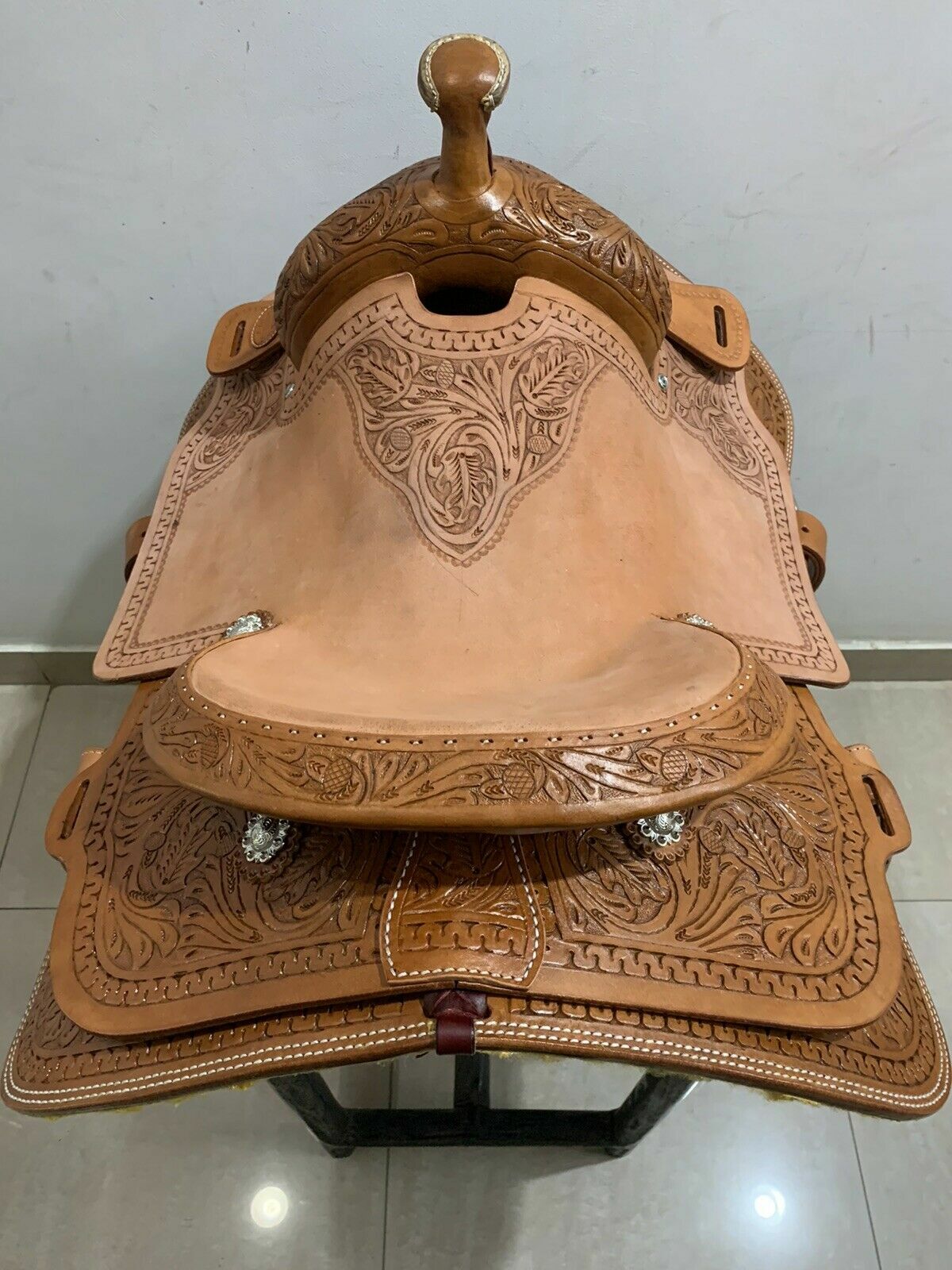 Selle Western Big Horn – 16 Pouces – Cuir écologique Buffalo – Marron – Neuve