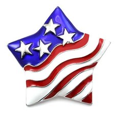 Silver Tone USA Flag Star Brooch Valentine's Day Pin Designer Fashion Jewelry a1
