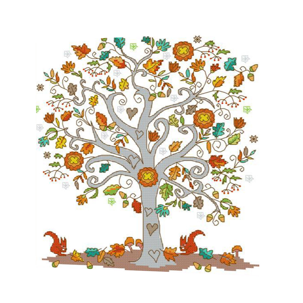 Stamped Cross Stitch Kit Preprinted The Tree of Love Pattern 14CT