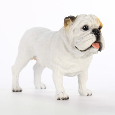 Bulldog Figurine Hand Painted Statue White