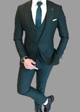Men's Solid Green 3 Piece Slim Fit Suit For Formal, Groom, Wedding Wear gift