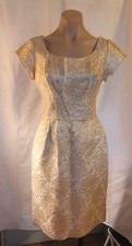 50s Gold Brocade Party Dress