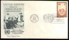 UN. 44. 8c. Globe & Caduceus, UN WHO Issue. Artcraft FDC. 1956