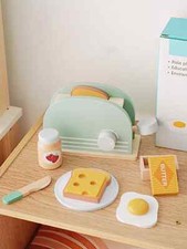 Kids' Wooden Pretend Play Kitchen Appliances Set, Includes Toaster
